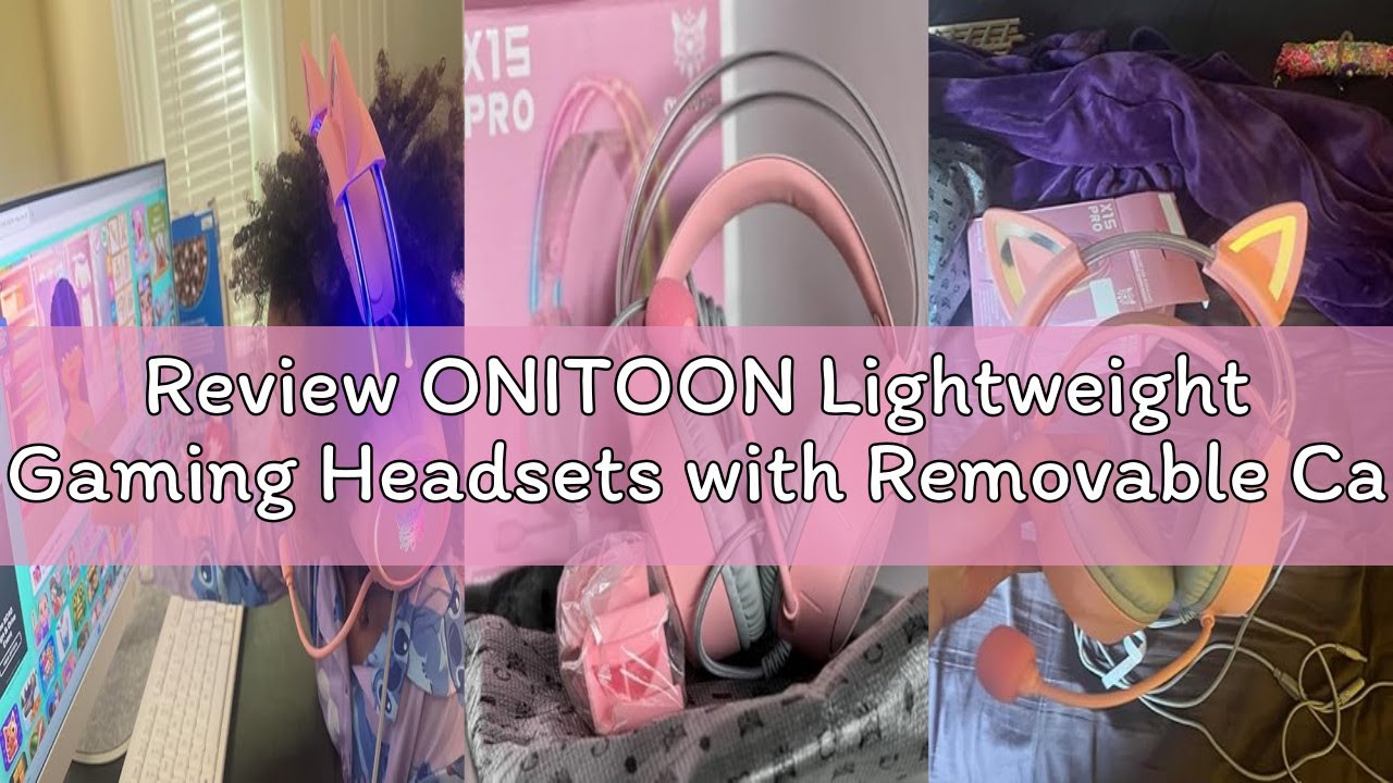 Review ONITOON Lightweight Gaming Headsets with Removable Cat Ears,Gradient RGB Light, Wired Over- E
