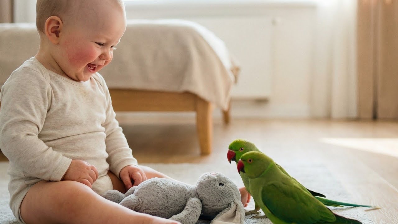 Baby and Perrot Funny Compilation | Cute Baby and Perrot Moments with Talking Perrot