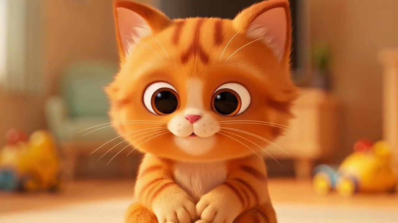 Озорной котёнок. Детская весёлая песенка для малышей.