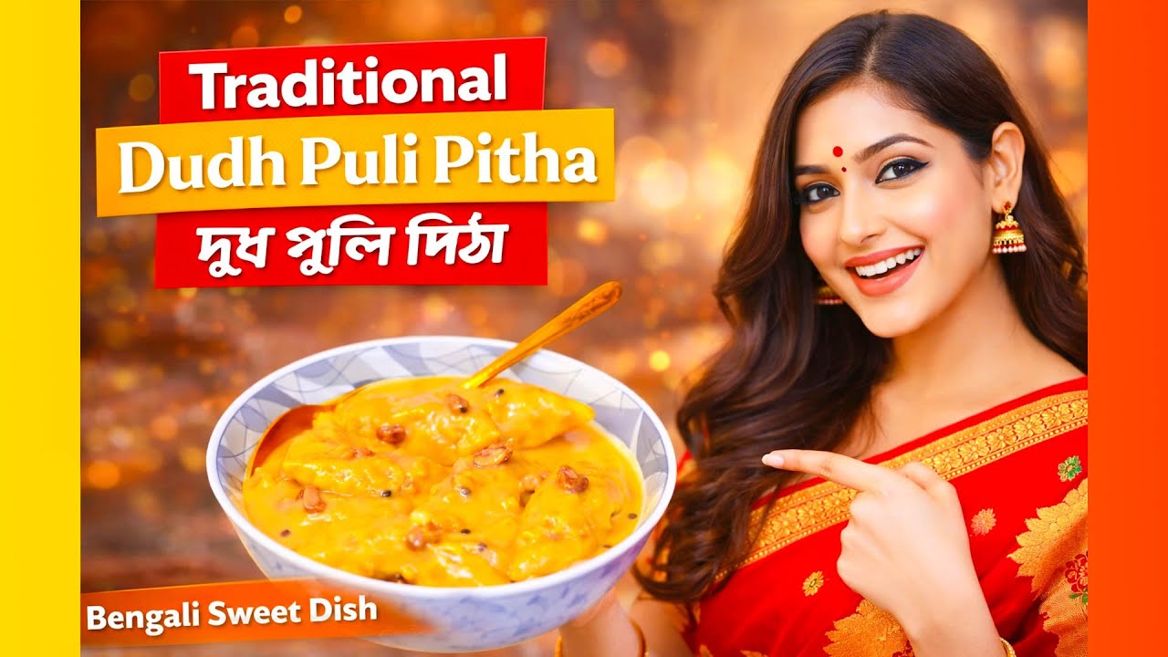 Traditional Bengali Dudh Puli Pitha | Rice Dumplings in Milk | দুধ পুলি পিঠা