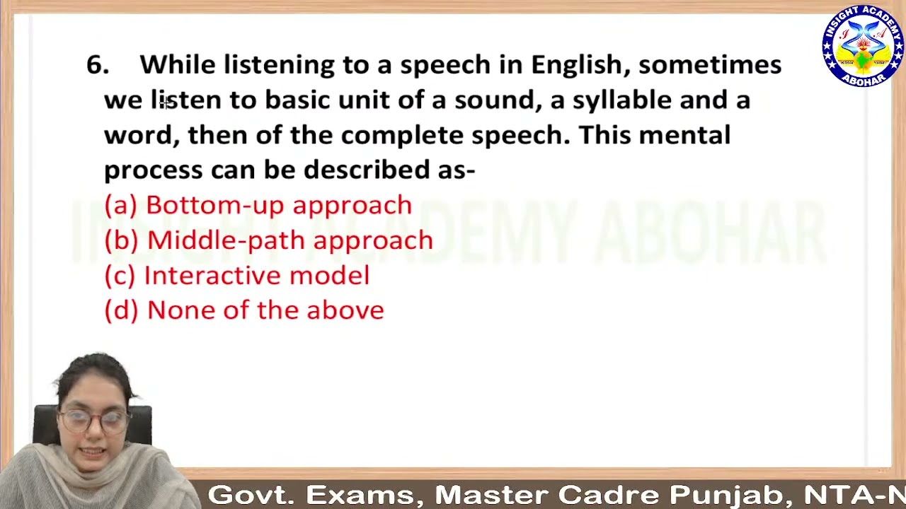 PSTET 2023 English Classes || MCQ Lecture 19 || PSTET English Pedagogy || Insight Academy Abohar