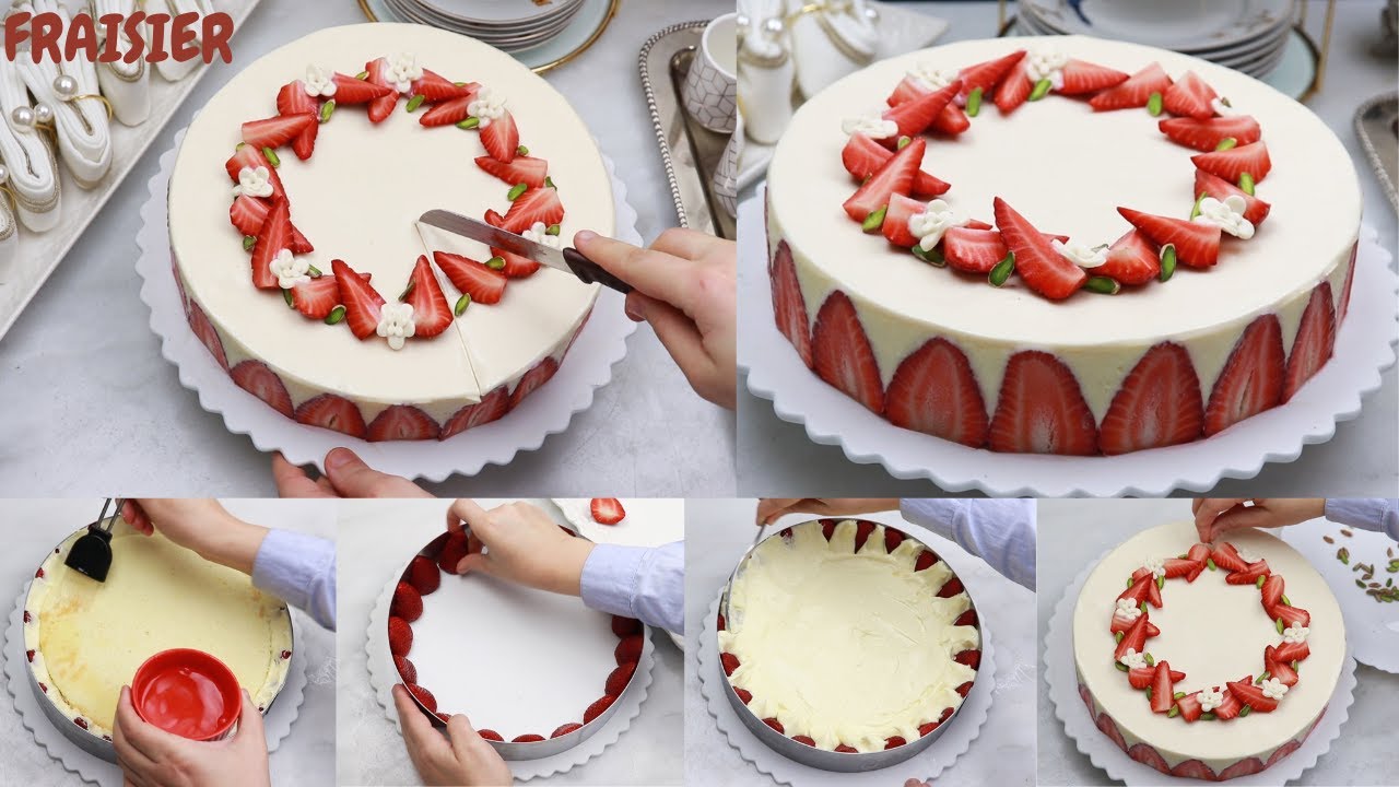 ألذ فريزيي fraisier بدون كريمة ولا جيلاتين بطريقة جد مبسطة للمبتدئين ،كريمي ،منعش ،يذوب بالفم