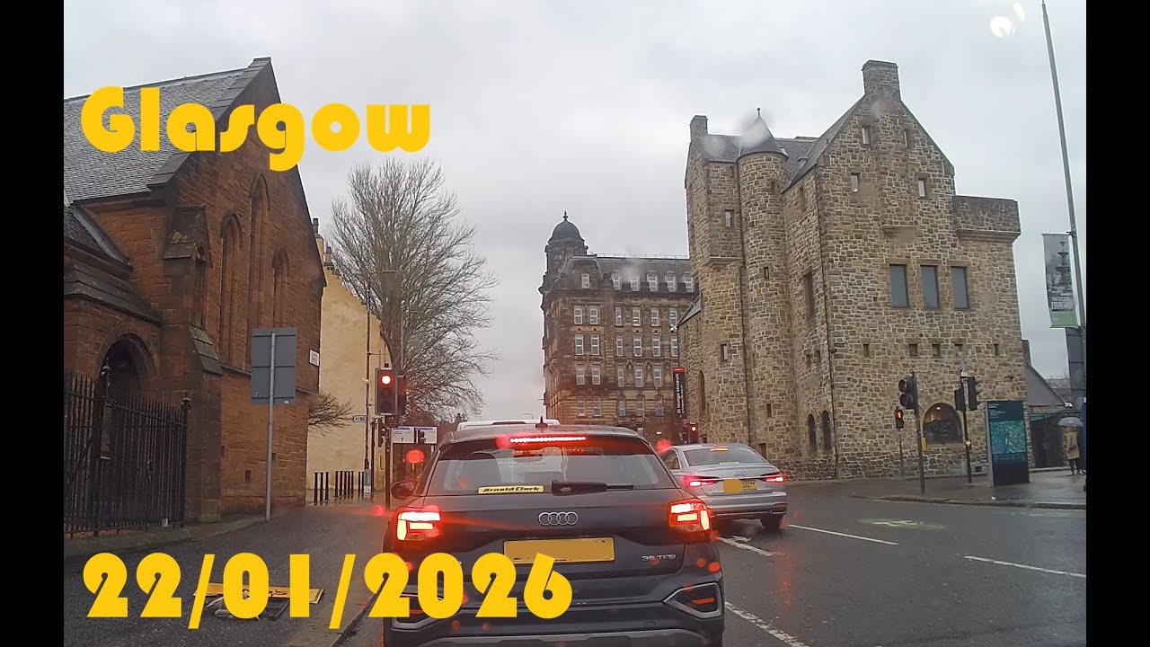A drive through a dreich and dreary Glasgow City Centre [22/01/2026] [4k] [No Audio]