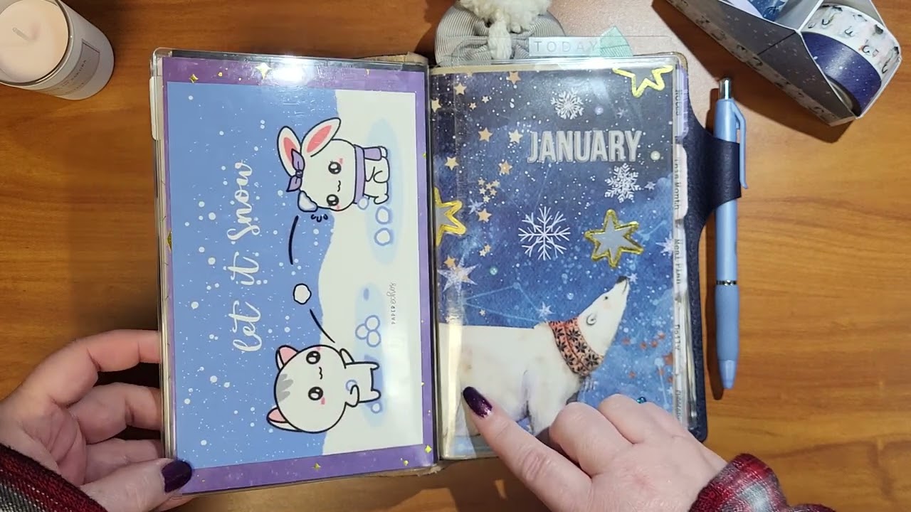Cocoa Daisy January 2023 planner setup in my B6 slim Chic Sparrow travelers notebook.