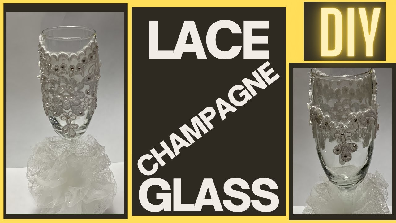 DIY BRIDE AND GROOM LACE CHAMPAGNE GLASSES