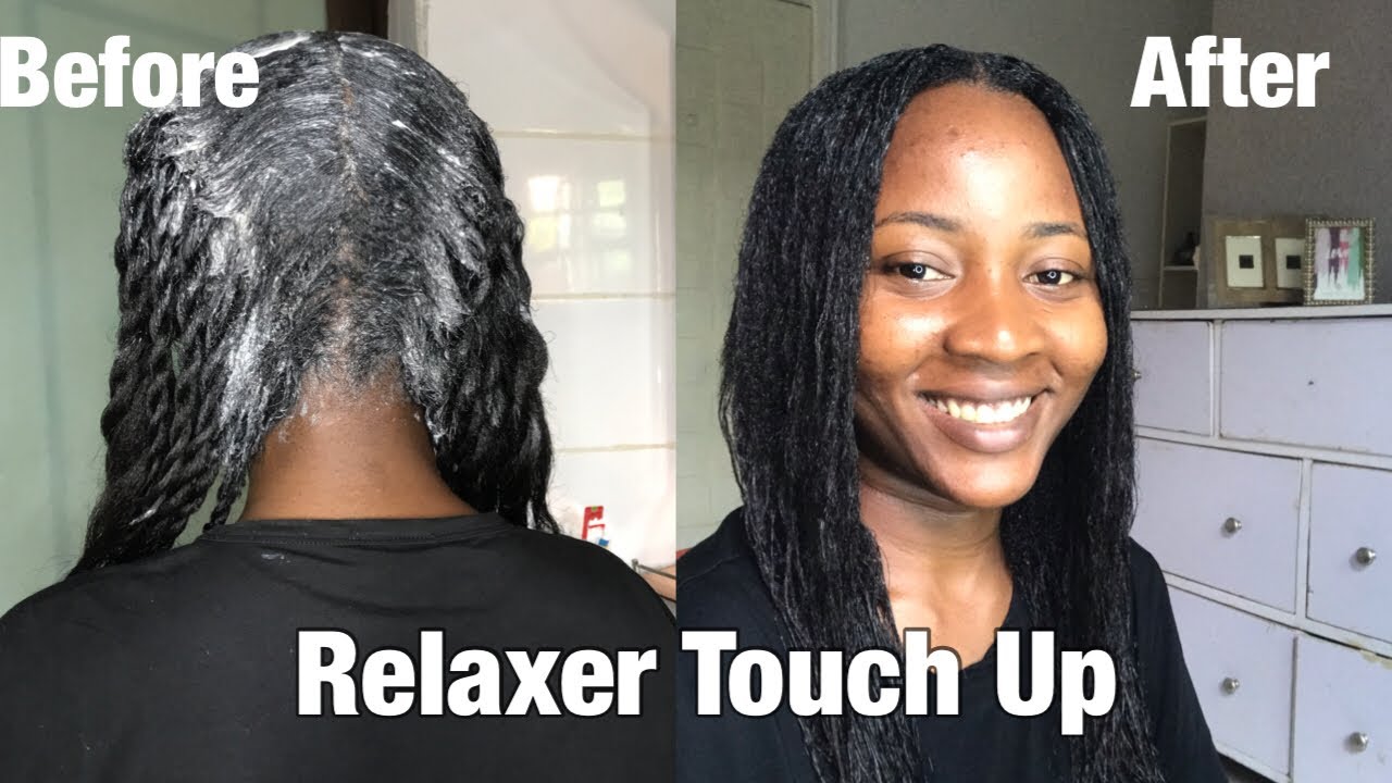 RELAXER TOUCH UP | RELAXING MY HAIR AFTER 5 MONTHS AT HOME |