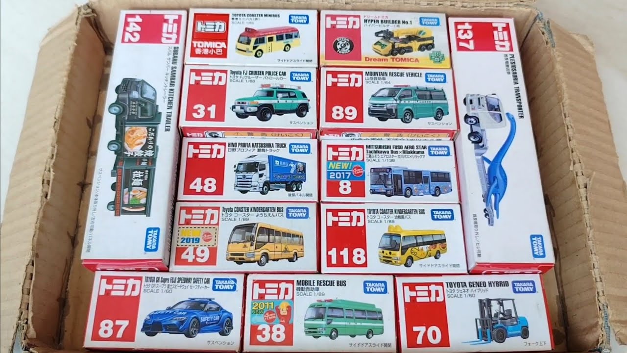 トミカ-はたらくくるまのミニカーを箱から出してチェックする ☆ 8 Minutes Satisfying with Unboxing Tomica Miniature Cars Collection