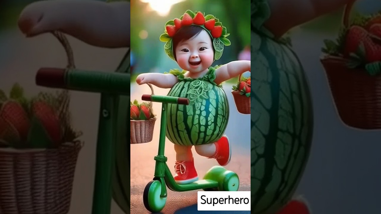 Watermelon 🍉 baby 🍼 with watermelon 🍉😋 bike 🚳🚲#watermelon #shorts