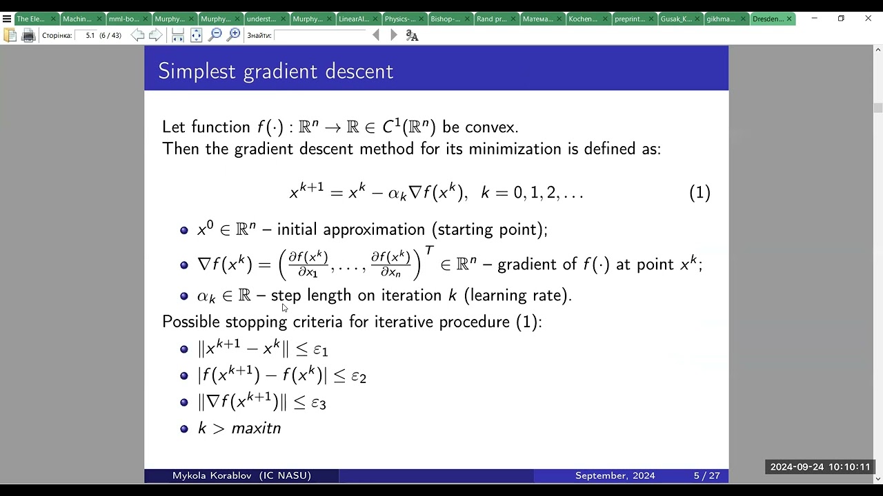 Mykola Korablov - Intro to Nonsmooth Optimization. Subgradient descent methods