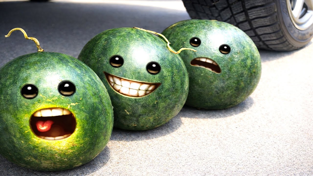 Experiment Car vs 3 Funny Watermelons 🍉🤣 | 자동차로 바삭하고 부드러운 것들을 부수기! y4test