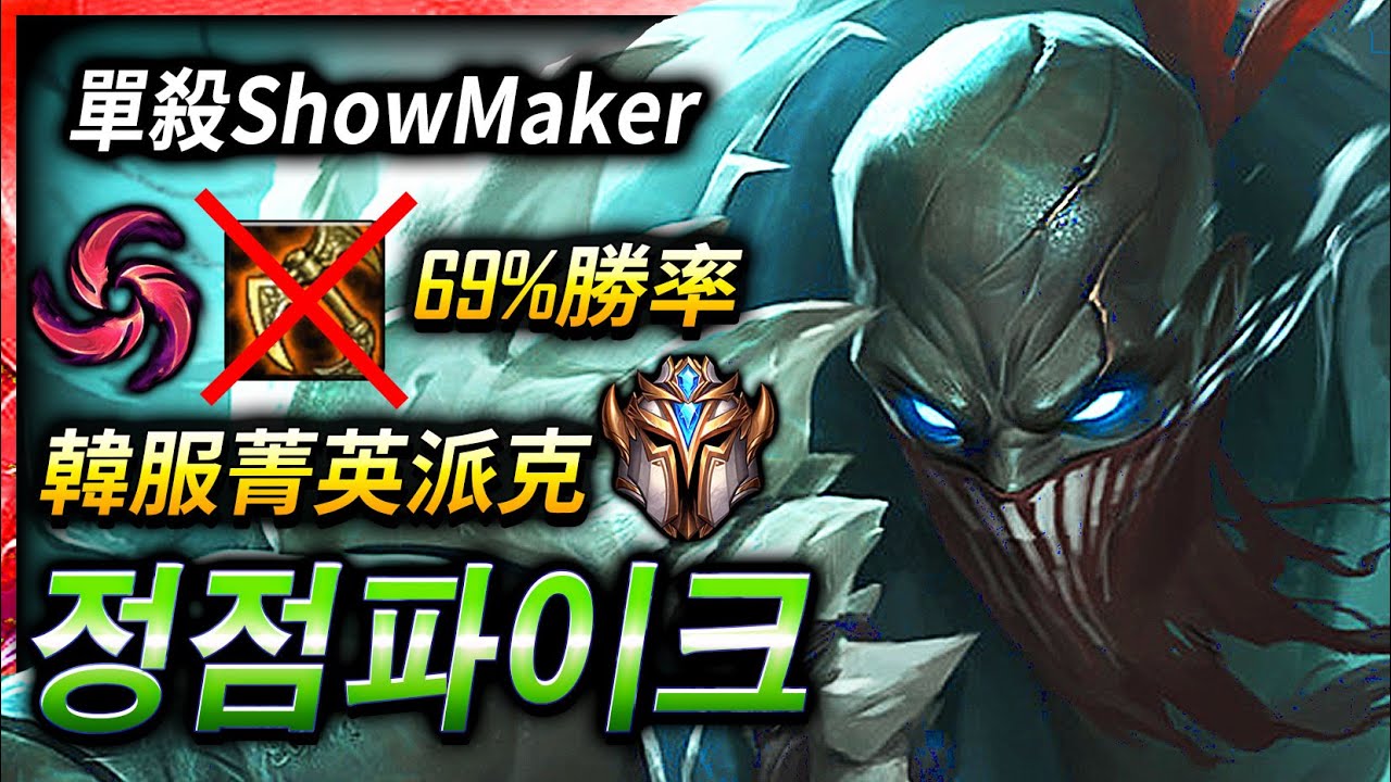 【英雄聯盟】 韓服菁英派克 정점파이크 單殺ShowMaker 185萬專精 Best Pyke KR | ONE SHOT PRO PLAYS MONTAGE - League of Legends