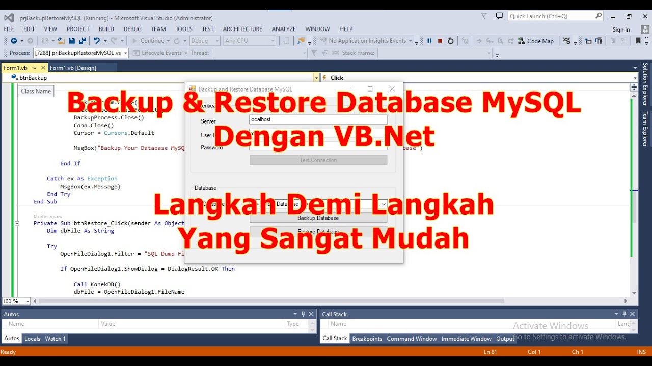 Backup dan Restore Database MySQL Server Menggunakan VB NET