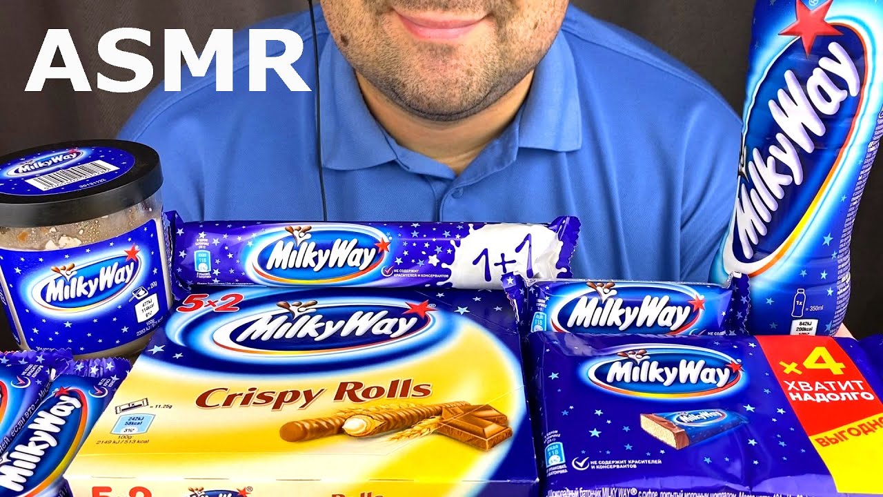 ASMR Milky Way Chocolate Party (Eating Chocolate Candy Bars, Milkshake) Mukbang Eating Sounds