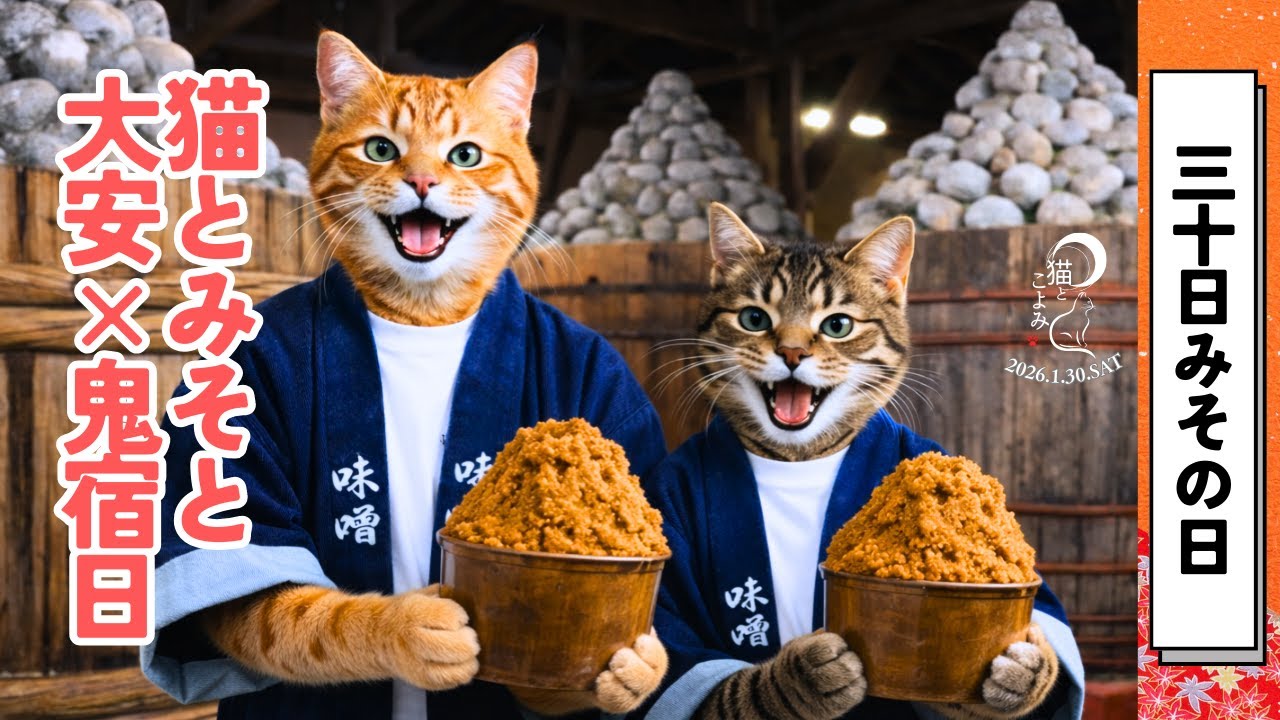 【1月30日】大安×鬼宿日×みその日｜冬に最強の発酵食と鬼が休む吉日の今日の吉日🐱