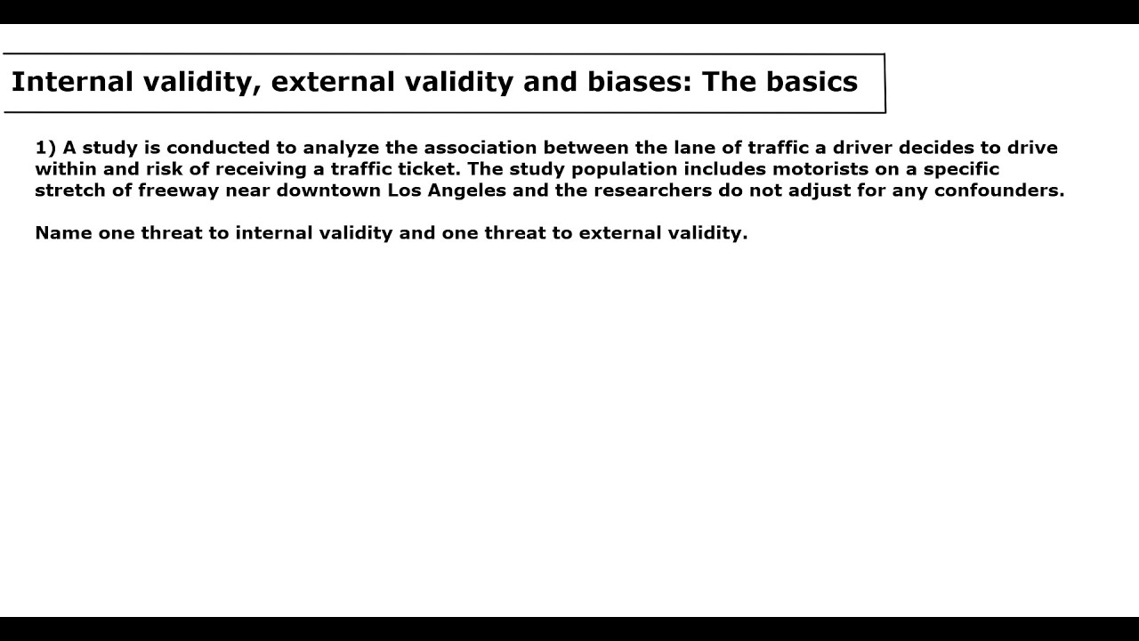 Internal validity, External validity and Biases: Question 1
