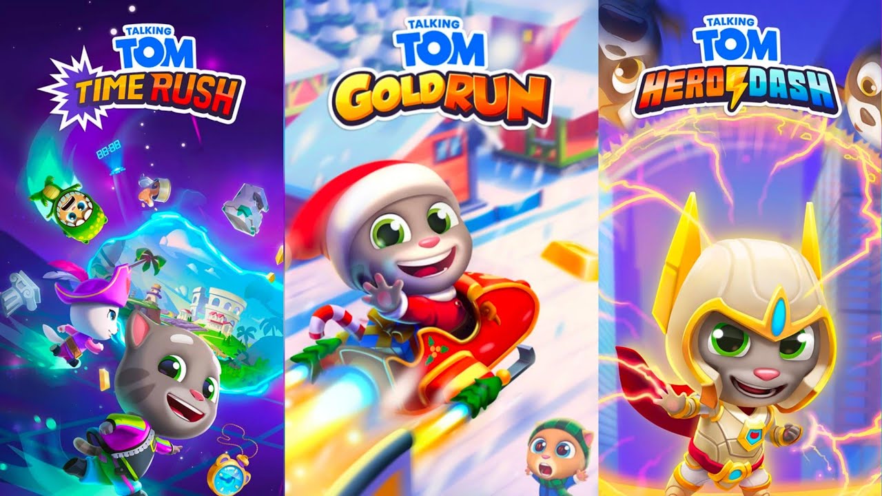 My Talking Tom Time Rush vs Talking Tom Gold Run vs Tom Hero Dash 🔥