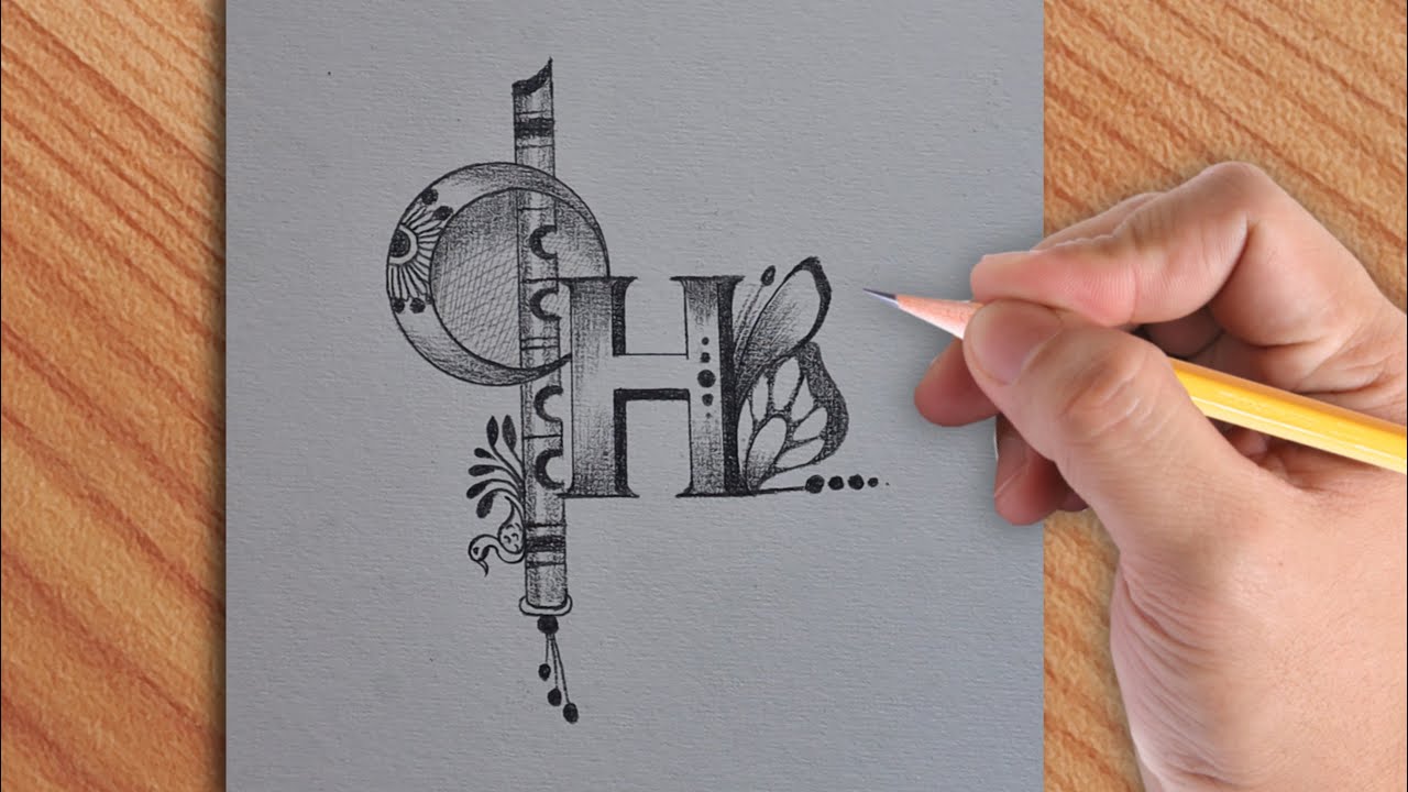 How to make amazing H letter tattoo drawing with pencil || best pencil drawing of H letter