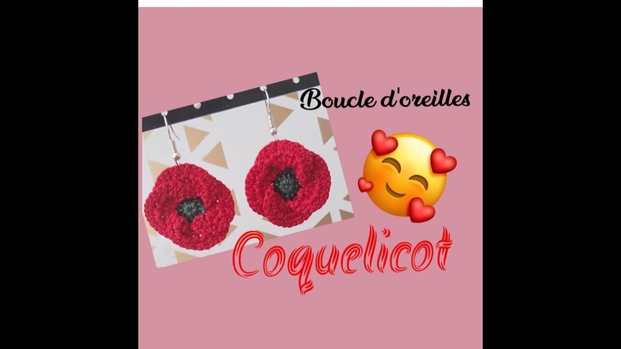 crochet-boucle d'oreille coquelicot simple et rapide