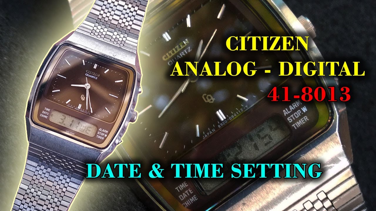 How To Setting Time On Citizen watch Ana Digi Dual Time 41-8013 Brown Dial