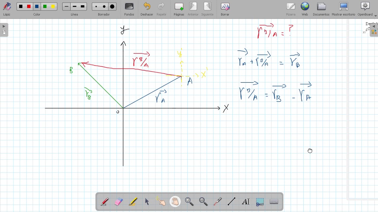 Vector posici&oacute;n relativa - Explicaci&oacute;n y Ejemplo