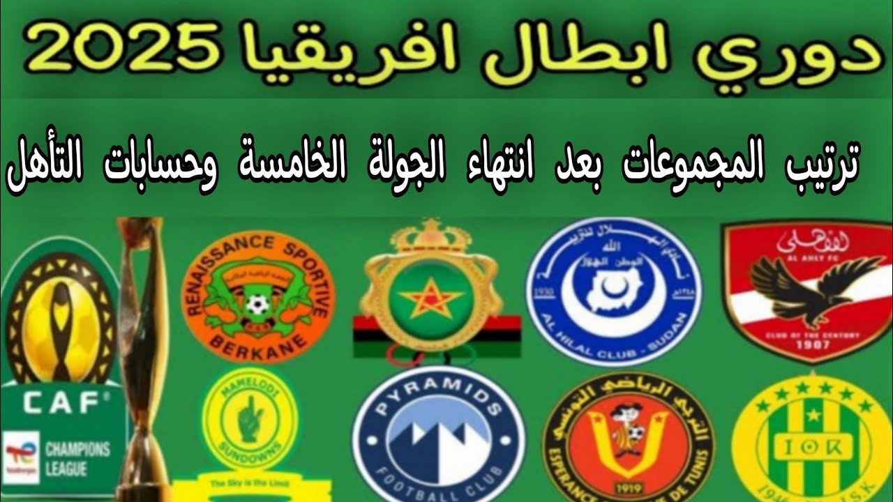 دوري ابطال افريقيا 2026 .. ترتيب المجموعات بعد انتهاء الجولة الخامسة وحسابات التأهل وموعد الجولة 6