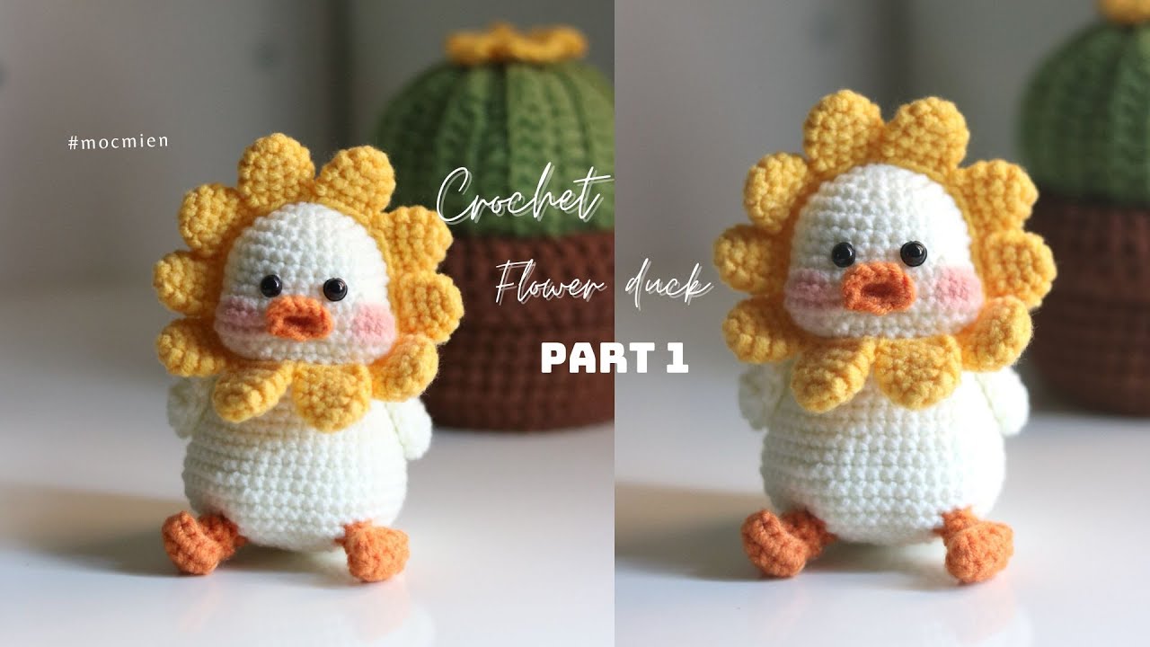 (Phần 1) Hướng dẫn cách móc vịt hoa bằng len chi tiết nhất | Crochet flower duck P1