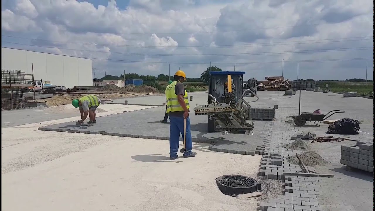 Gépi térkőrakás Probst vm 301 térkőrakó, térkővező  gép
