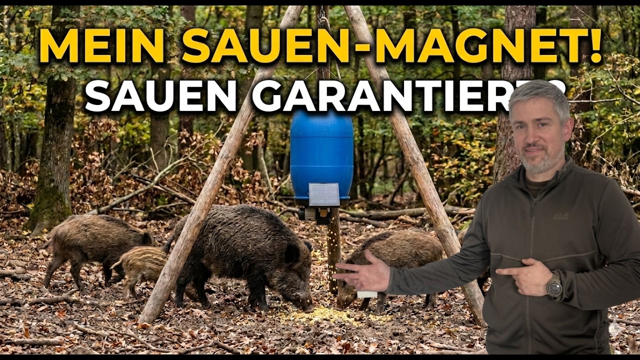 Alles für die Sauen - Kirrautomat aufstellen - jetzt steht das Teil!