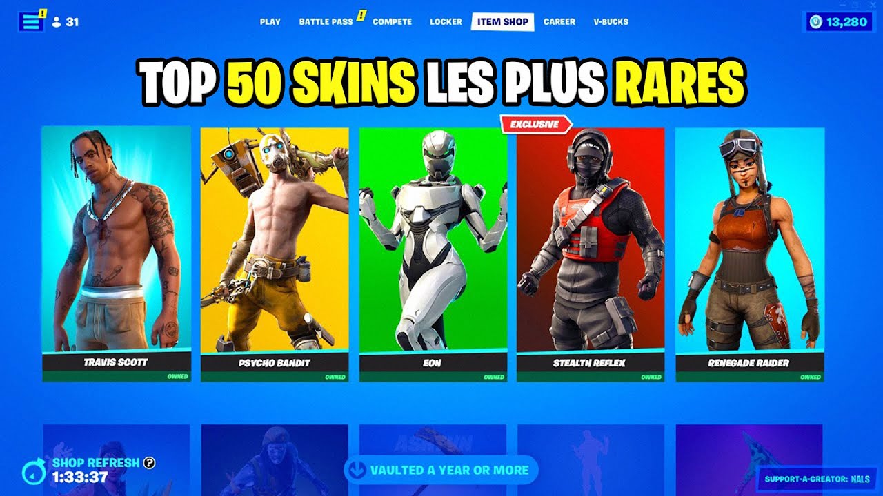 TOP 50 SKINS ULTRA RARES DE FORTNITE ! (2024)