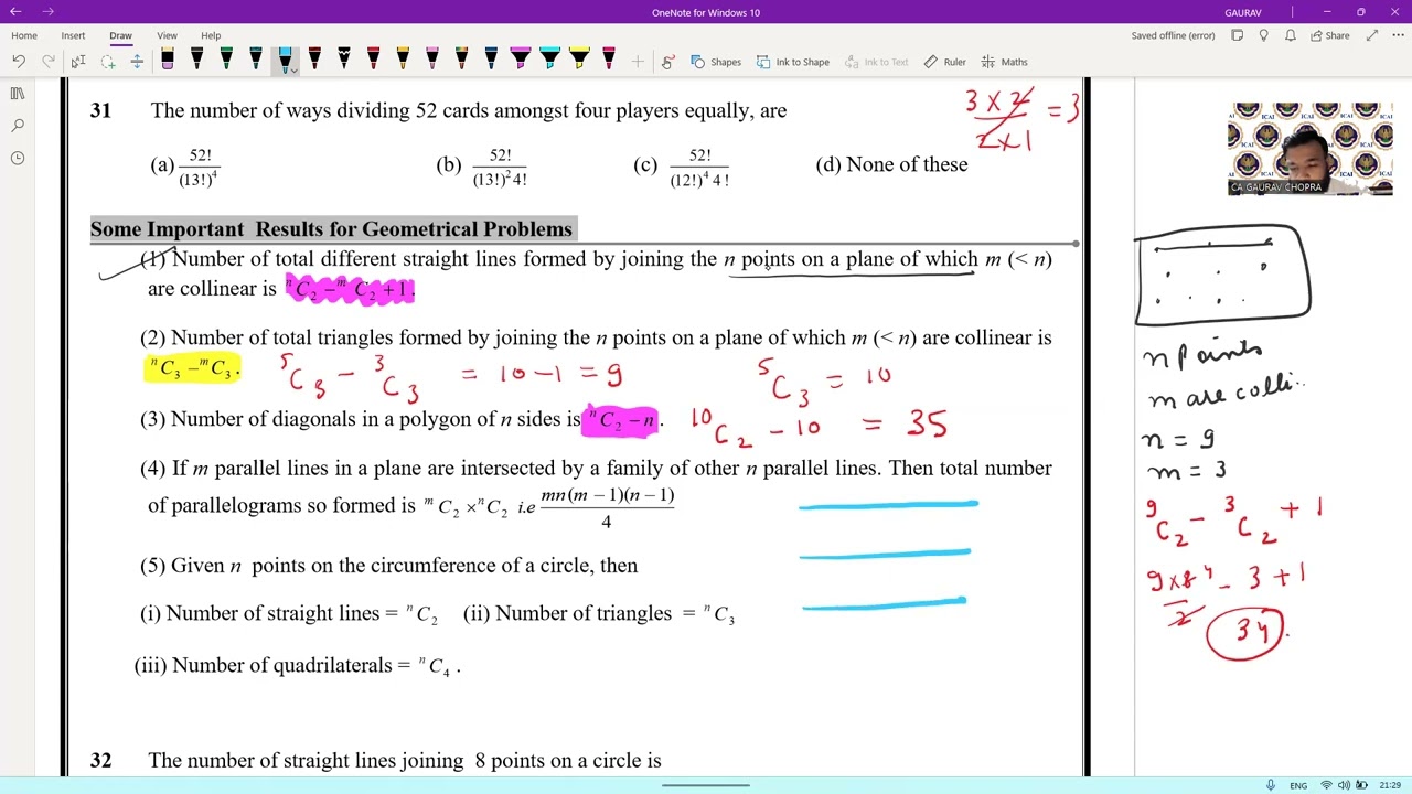 Combination - Question and Answers solved with Tricks | CA GAURAV CHOPRA