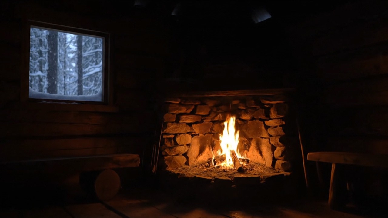 Lost in a Snowy Forest Cabin 🔥 Fireplace & Winter Wind Sounds for Deep Sleep