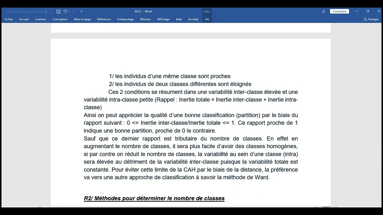 Classification Ascendante Hiérarchique (CAH): Exemple d'application avec le logiciel R