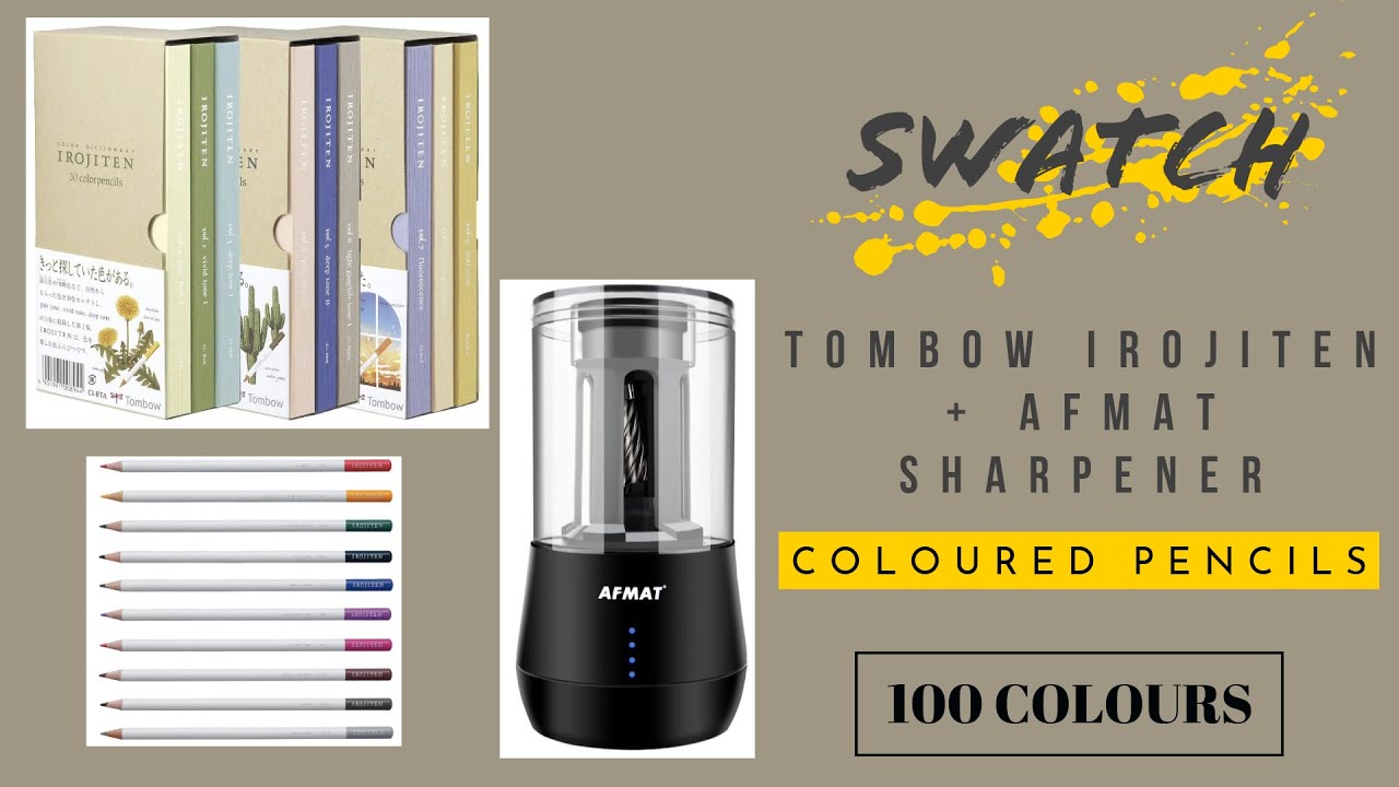 [SWATCH] Tombow Irojiten 100 Colors + Afmat sharpener demo | Adult Colouring