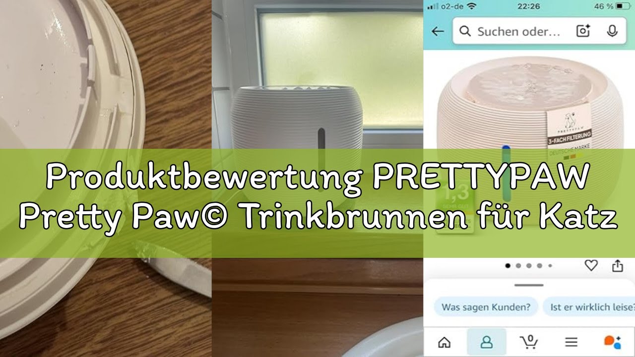Produktbewertung PRETTYPAW Pretty Paw© Trinkbrunnen für Katze – Flüsterleiser 2,5L Katzenbrunnen mit