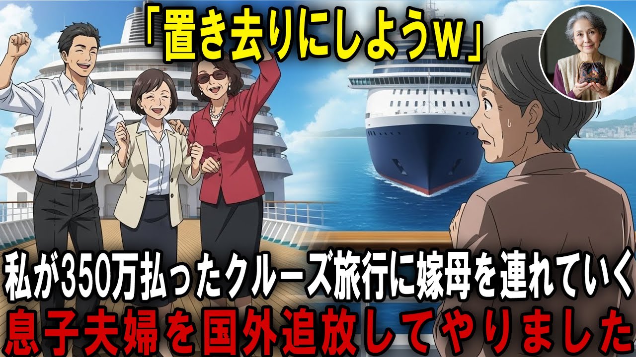 クルーズ旅行に私だけ港に置き去り、嫁母だけ連れて行った息子夫婦。逆に海外に置き去りにしてやった結果ｗ