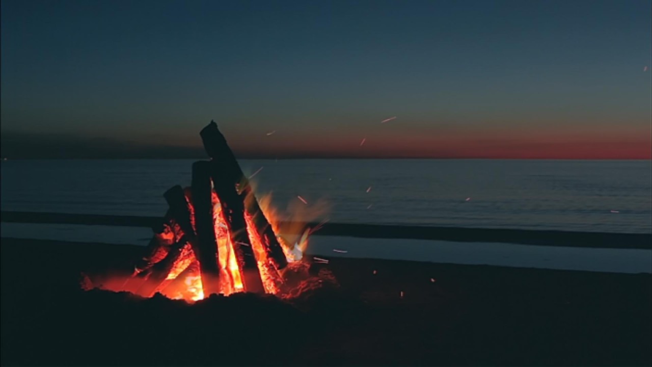 Beach Campfire Sounds & Ocean Waves | 11 Hours Crackling Fire & Gentle Waves for Sleep & Relaxation
