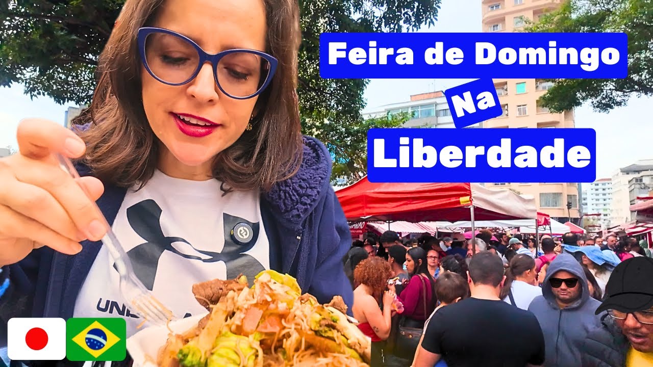Bairro da Liberdade:Provando as Comidas da Feira de Domingo!