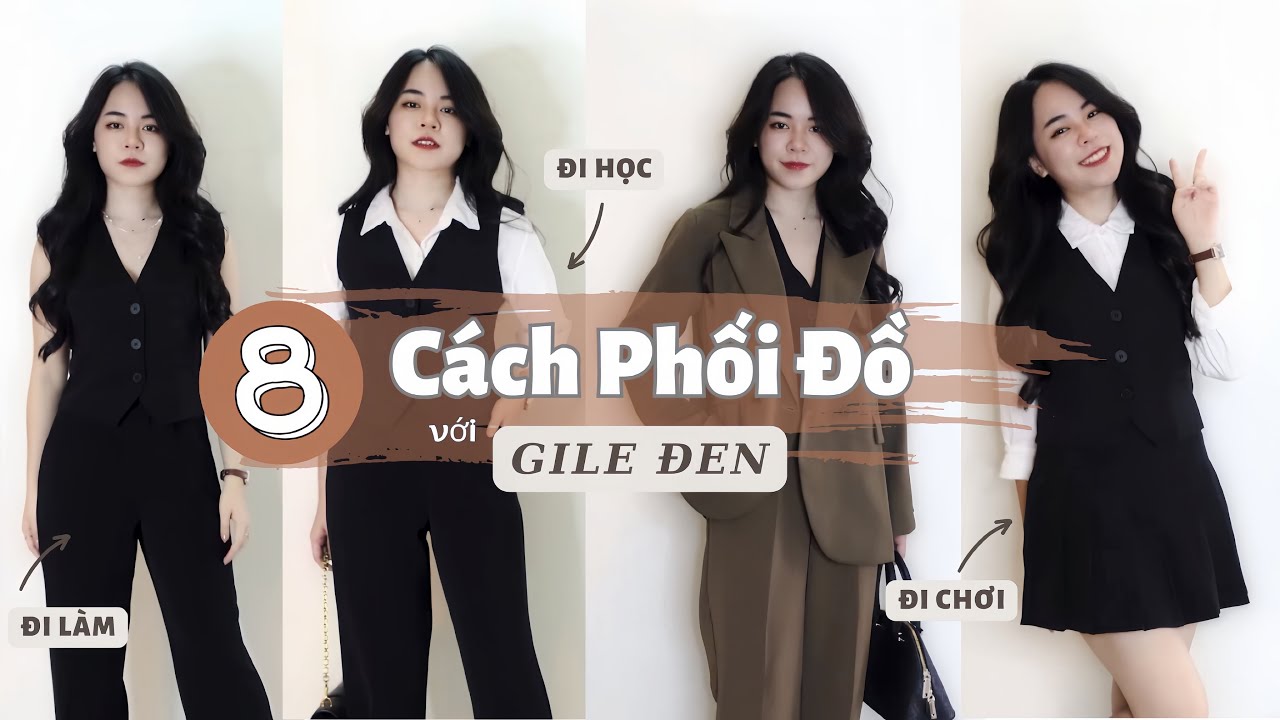 8 Cách Phối Đồ Với Áo Gile Đen Nữ  | Thiều Huyên