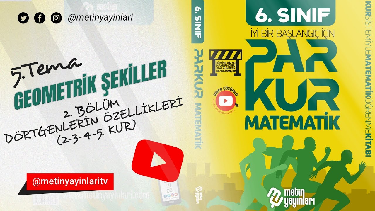 6.SINIF PARKUR MATEMATİK 5.TEMA GEOMETRİK ŞEKİLLER DÖRTGENLERİN ÖZELLİKLERİ 2.3.4.5. KUR