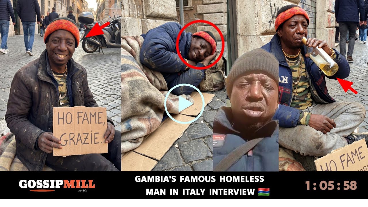 Bounty Gambian famous homeless  in Italy speaks in an interview. 