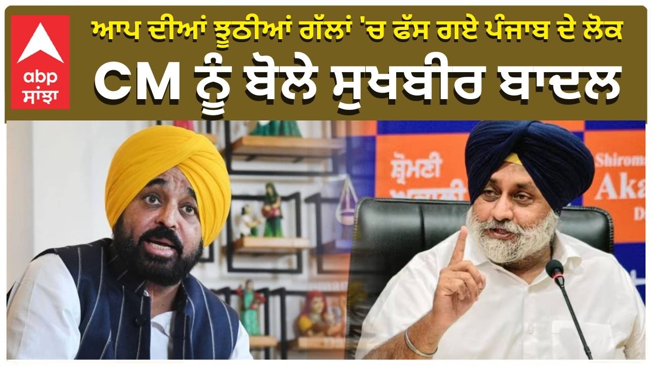 ਆਪ ਦੀਆਂ ਝੂਠੀਆਂ ਗੱਲਾਂ 'ਚ ਫੱਸ ਗਏ ਪੰਜਾਬ ਦੇ ਲੋਕ, CM ਨੂੰ ਬੋਲੇ ਸੁਖਬੀਰ ਬਾਦਲ | Akali Vs AAP | Sukhbir Badal