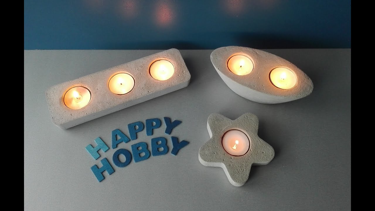 Teelichthalter aus Beton, mit der Kappe von Flüssigwaschmittel, DIY - Nr.129