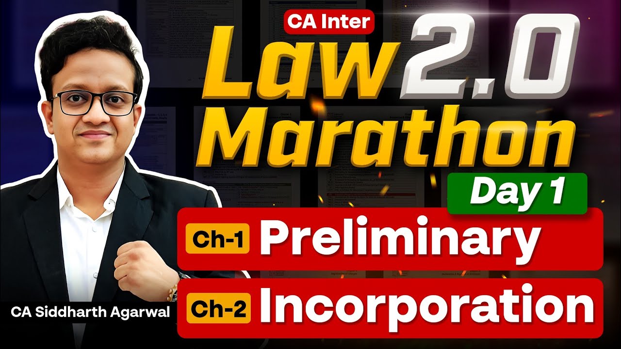 Inter Law Marathon Day 1 | Incorporation, Memorandum, Article, Doctrine | CA Siddharth Agarwal