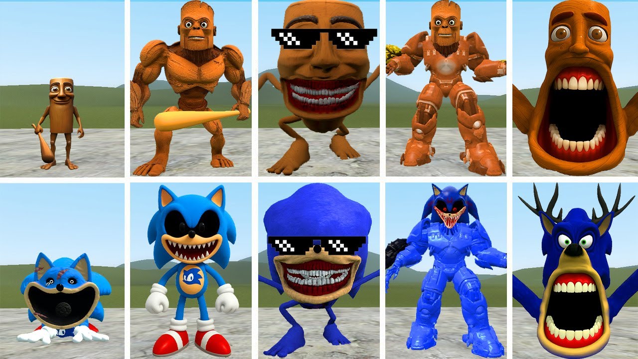 HOT: ALL THE NEW EVOLUTIONS OF KING TUNGTUNG SAHUR VS KING SONIC EXE IN GMOD!