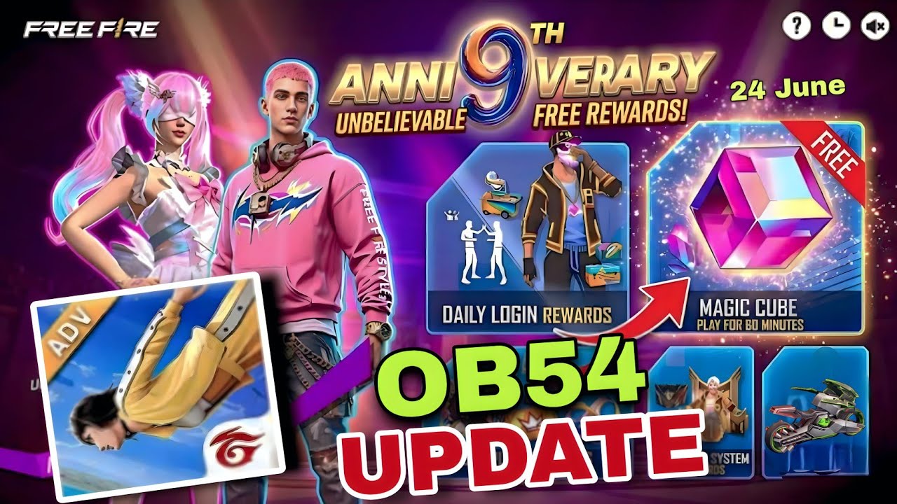 Ob54 Update Free Fire 😱 | 9th Anniversary Event Free Fire | Ob54 Update New Event | Ff New Event 