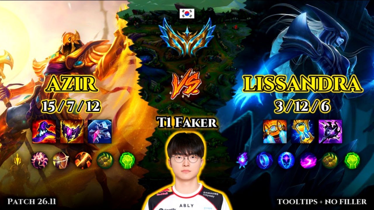 T1 Faker | Azir MID vs Lissandra | Patch 26.11 | 2026-06-04 | KR CHALLENGER