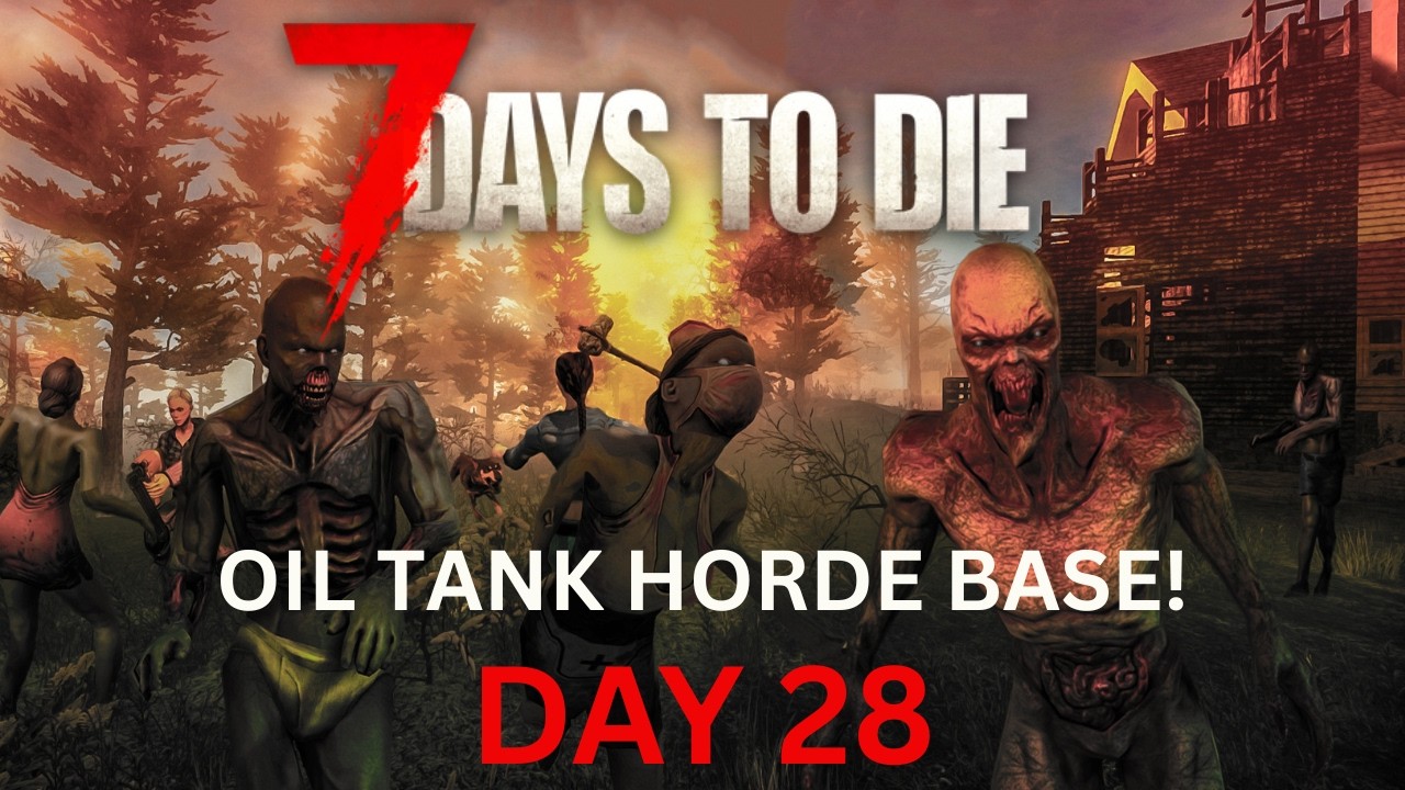 Day 28  | Horde Night Chaos! Ladder Breaks and the Base Almost Falls | 7 Days to Die