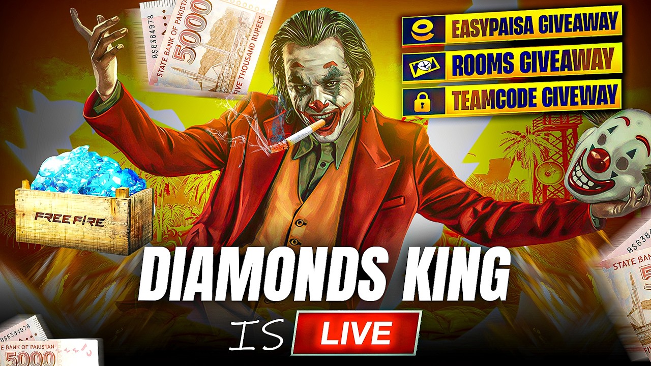 T50 SMOKER DIAMOND KING IS BACK  UNLIMITED DAIMONDS GIVEAWAYS / #freefire #freefirepakistan