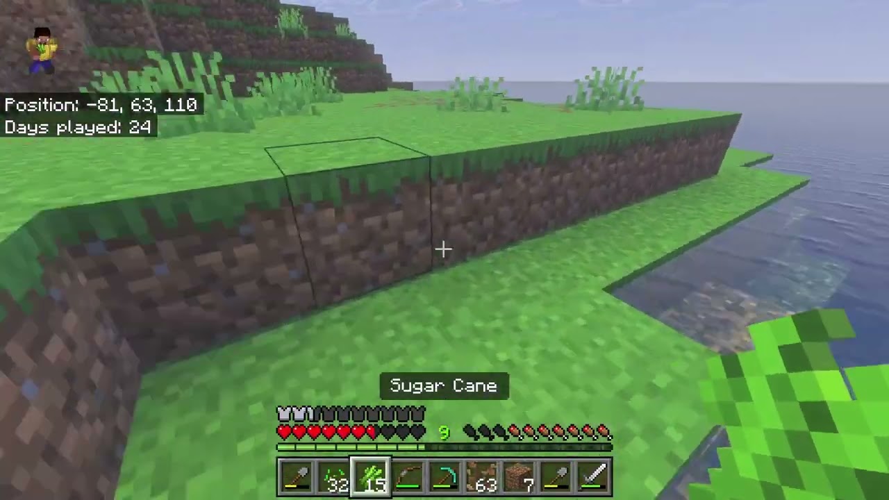 Minecraft Gameplay Ep6 (Building a farm for food and for sugercane)