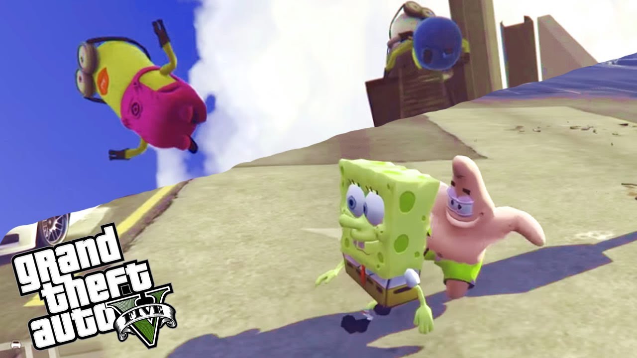 PATRICK LOUCO, MINIONS E MAIS | BoB Esponja no GTA V (MODS)